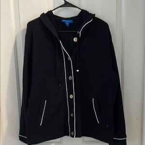 Karen Scott Black Bomber Jacket with Hooded Design